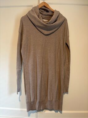 Kaisely Brown Cowl Neck Lightweight Sweater Dress